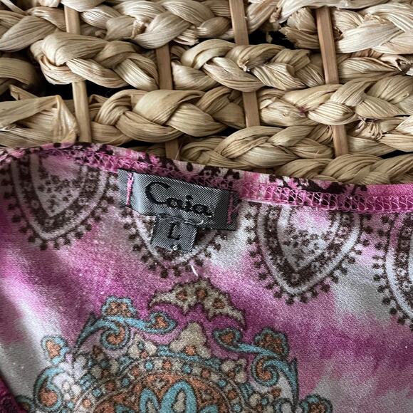 y2k vintage 00's pink paisley printed fairy boho top | size L - Picture 9 of 10